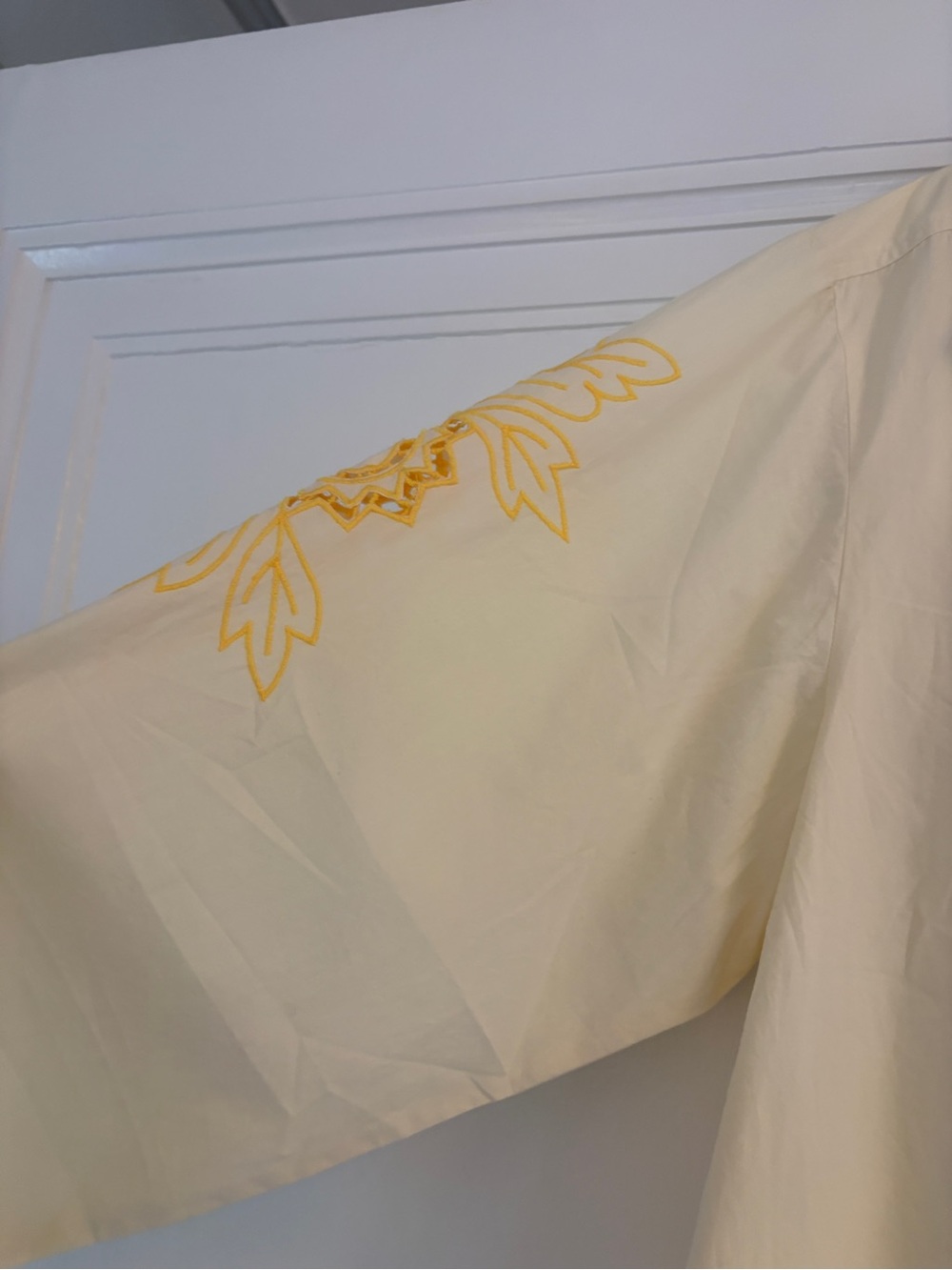 Light Yellow Embroidered Women's Swim Coverup Shirt - Picture 5 of 5